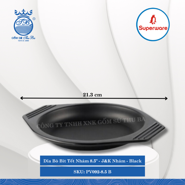 Dĩa Bò Bít Tết Nhám 8.5" J&K Nhám Black (Đen) Dài: 21..3cm Rộng: 17.9cm Cao: 2.5cm Superware Nhựa PV092-8.5 B