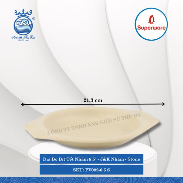 Dĩa Bò Bít Tết Nhám 8.5" J&K Nhám Stone (Nâu Đá) Dài: 21..3cm Rộng: 17.9cm Cao: 2.5cm Superware Nhựa PV092-8.5 S