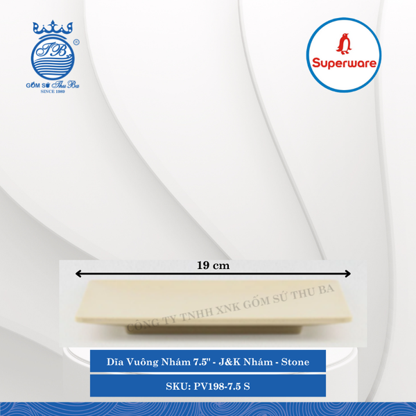 Dĩa Vuông Nhám J&K Nhám Stone (Nhiều Size) Superware Nhựa
