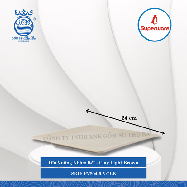 Dĩa Vuông Nhám J&K Nhám Clay Light Brown (Nhiều Size) Superware Nhựa