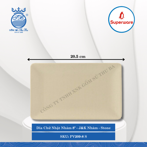 Dĩa Chữ Nhật Nhám J&K Nhám Stone (Nhiều Size) Superware Nhựa