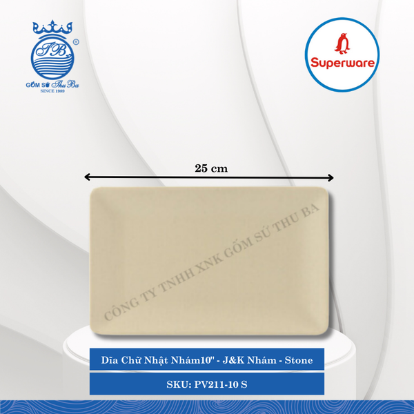 Dĩa Chữ Nhật Nhám J&K Nhám Stone (Nhiều Size) Superware Nhựa