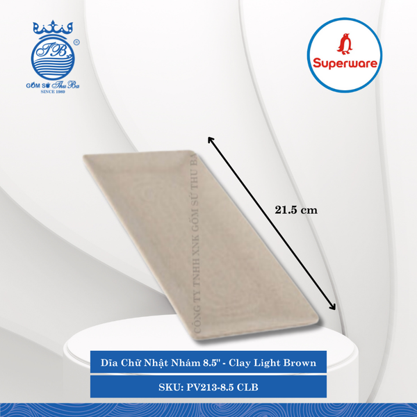 Dĩa Chữ Nhật Nhám Có Vân J&K Nhám Clay Light Brown (Nhiều Size) Superware Nhựa