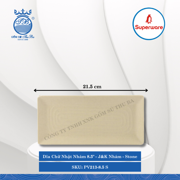 Dĩa Chữ Nhật Nhám Có Vân J&K Nhám Stone (Nhiều Size) Superware Nhựa