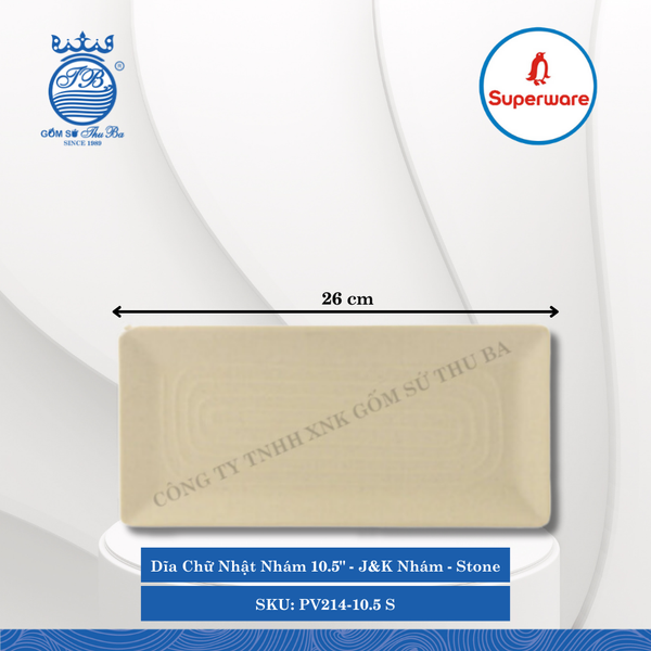 Dĩa Chữ Nhật Nhám Có Vân J&K Nhám Stone (Nhiều Size) Superware Nhựa