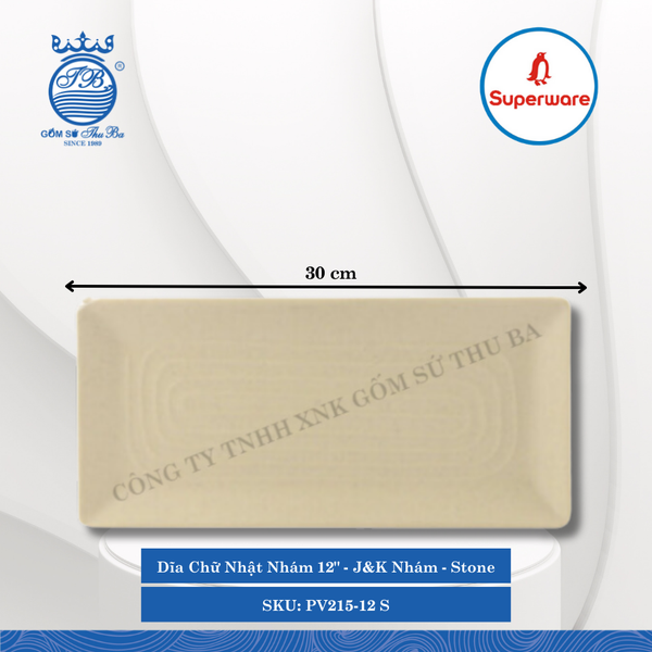 Dĩa Chữ Nhật Nhám Có Vân J&K Nhám Stone (Nhiều Size) Superware Nhựa