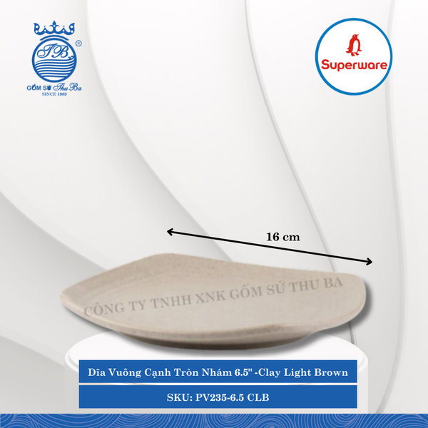 Dĩa Vuông Cạnh Tròn Nhám J&K Nhám Clay Light Brown (Nhiều Size) Superware Nhựa