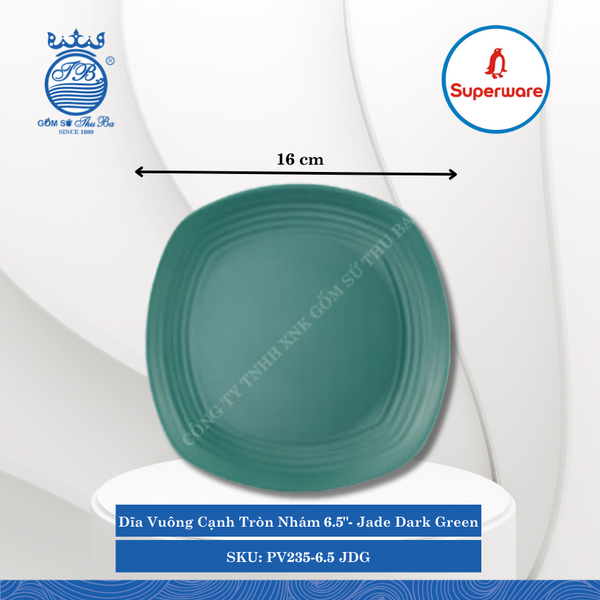 Dĩa Vuông Cạnh Tròn Nhám J&K Nhám Jade Dark Green (Nhiều Size) Superware Nhựa