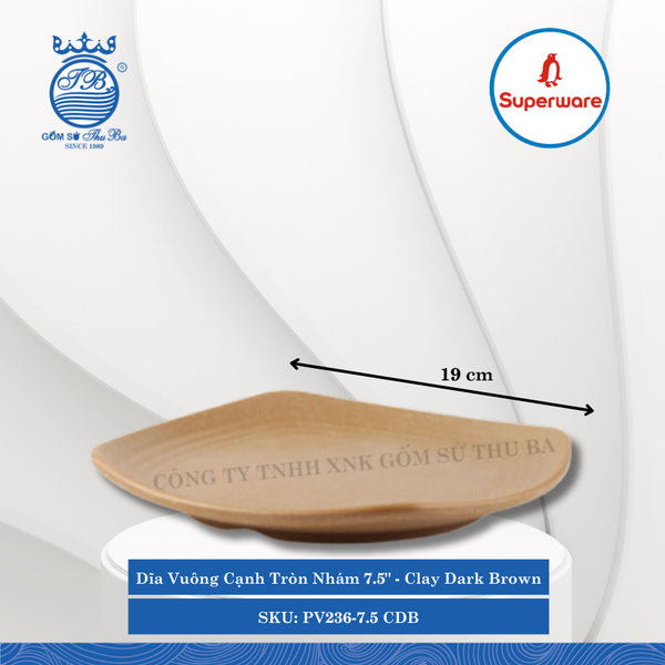 Dĩa Vuông Cạnh Tròn Nhám J&K Nhám Clay Dark Brown (Nhiều Size) Superware Nhựa