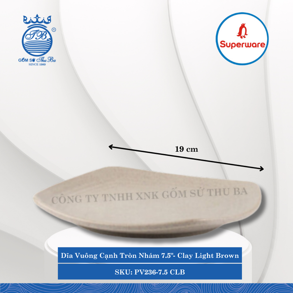 Dĩa Vuông Cạnh Tròn Nhám J&K Nhám Clay Light Brown (Nhiều Size) Superware Nhựa