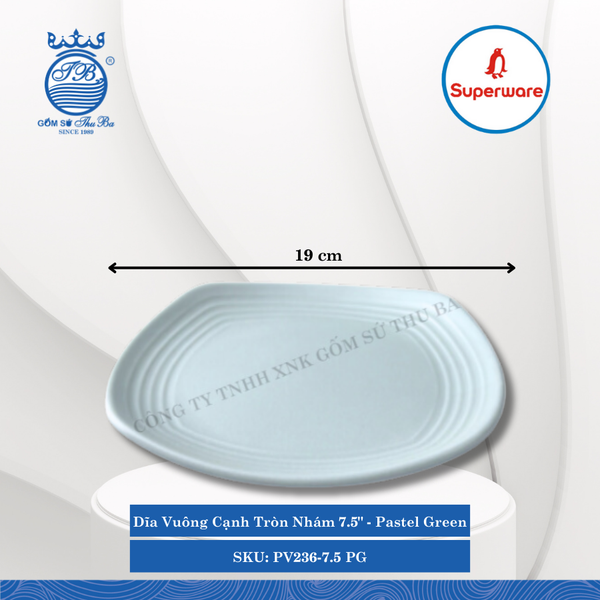 Dĩa Vuông Cạnh Tròn Nhám J&K Nhám Pastel Green (Nhiều Size) Superware Nhựa