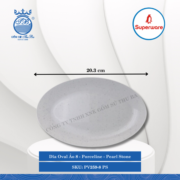 Dĩa Oval Ảo Porceline Pearl Stone (Nhiều Size) Superware Nhựa