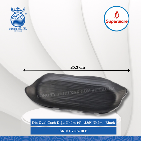Dĩa Oval Cách Điệu Nhám J&K Nhám Đen (Nhiều Size) Superware Nhựa