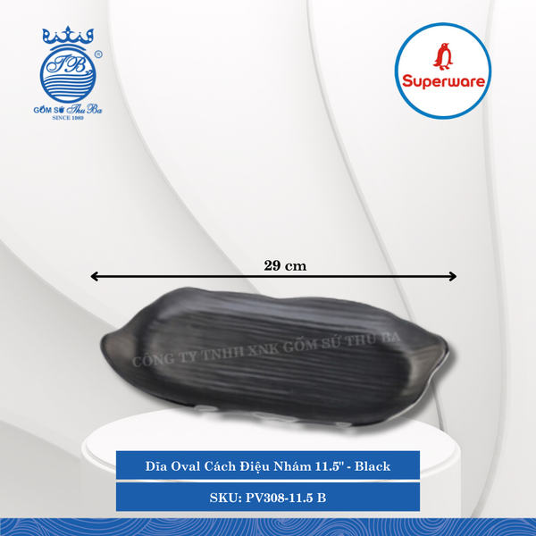 Dĩa Oval Cách Điệu Nhám J&K Nhám Đen (Nhiều Size) Superware Nhựa
