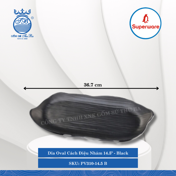 Dĩa Oval Cách Điệu Nhám J&K Nhám Đen (Nhiều Size) Superware Nhựa