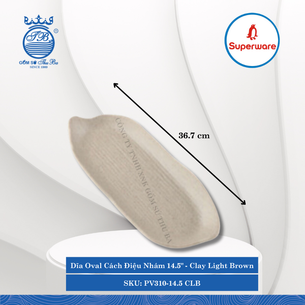 Dĩa Oval Cách Điệu Nhám J&K Nhám Clay Light Brown (Nhiều Size) Superware Nhựa