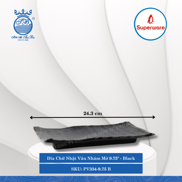 Dĩa Chữ Nhật Vân Nhám Mờ J&K Nhám Mờ Black (Nhiều Size) Superware Nhựa