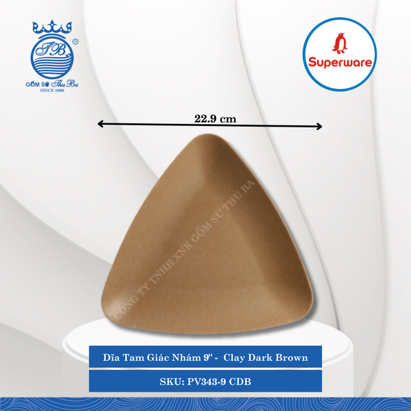 Dĩa Tam Giác J&K Nhám Clay Dark Brown (Nhiều Size) Superware Nhựa
