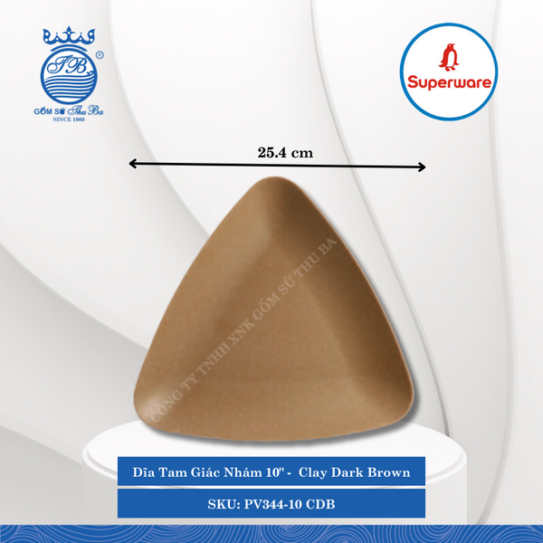 Dĩa Tam Giác J&K Nhám Clay Dark Brown (Nhiều Size) Superware Nhựa