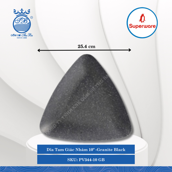 Dĩa Tam Giác Nhám J&K Nhám Granite Black (Nhiều Size) Superware Nhựa