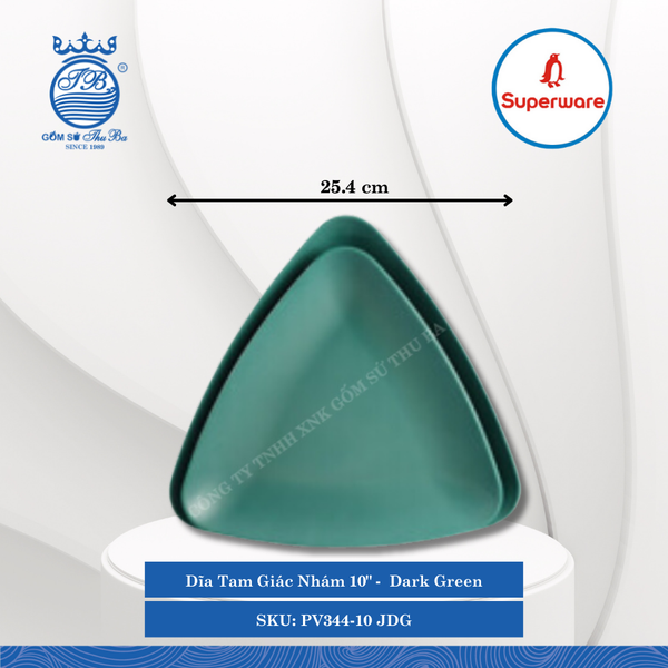 Dĩa Tam Giác J&K Nhám Jade Dark Green (Nhiều Size) Superware Nhựa
