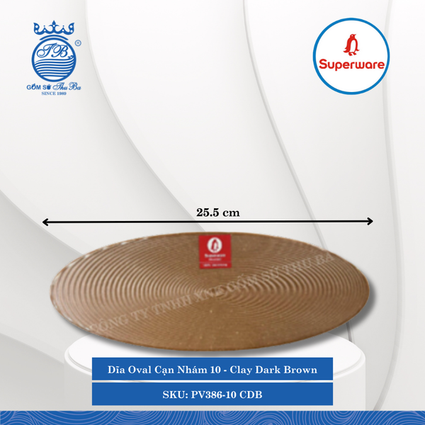 Dĩa Oval Cạn Nhám Clay Dark Brown (Nâu Đất Đậm) (Nhiều Size) Superware Nhựa