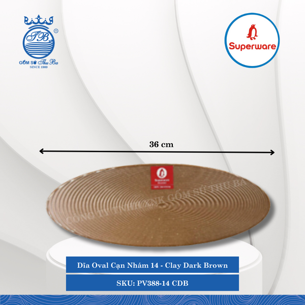 Dĩa Oval Cạn Nhám Clay Dark Brown (Nâu Đất Đậm) (Nhiều Size) Superware Nhựa