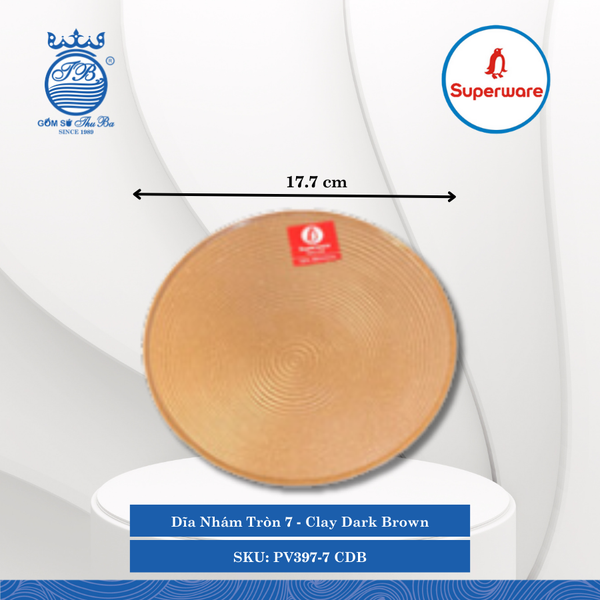 Dĩa Nhám Tròn J&K Nhám Clay Dark Brown (Nâu Đất Đậm) (Nhiều Size) Superware Nhựa