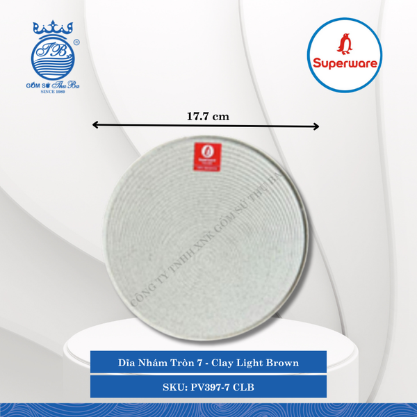 Dĩa Nhám Tròn J&K Nhám Clay Light Brown (Nâu Đất Nhạt) (Nhiều Size) Superware Nhựa