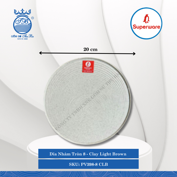 Dĩa Nhám Tròn J&K Nhám Clay Light Brown (Nâu Đất Nhạt) (Nhiều Size) Superware Nhựa