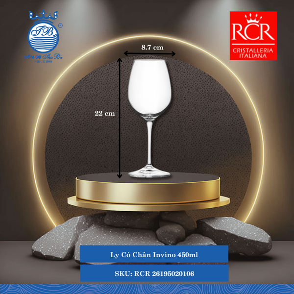 Ly Invino, 450 ml Ø: 8.7cm 450ml C: 22cm 6 Cái/Hộp RCR Crystal Thủy Tinh RCR 26195020106