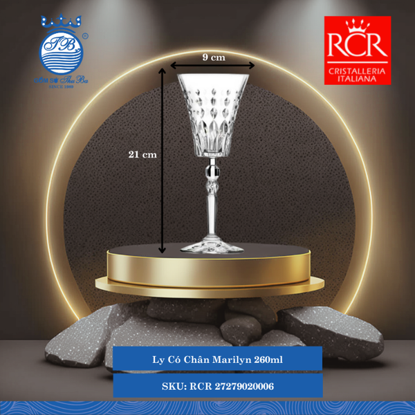Ly Marilyn, 260 ml Ø: 9cm 260ml C: 21cm 6 Cái/Hộp RCR Crystal Thủy Tinh RCR 27279020006