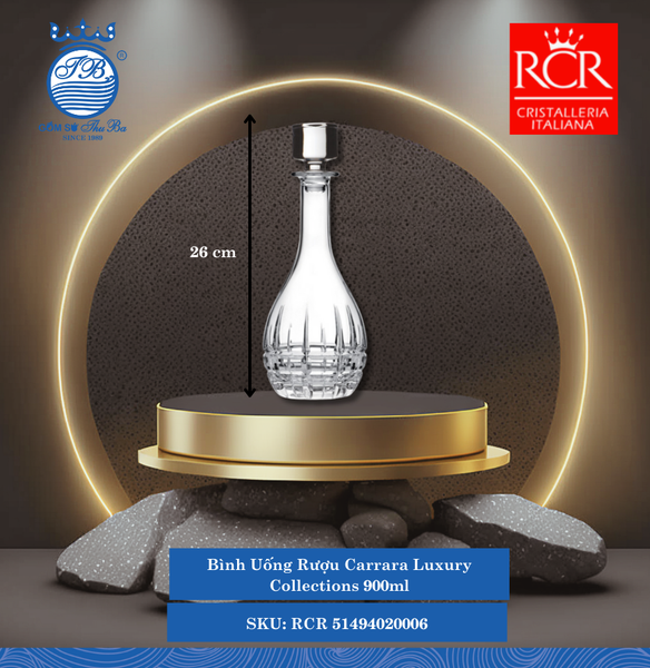 Bình Uống Rượu Prestige Carrara, 900 ml 900ml C: 26cm 1 Cái/Hộp RCR Crystal Thủy Tinh RCR 51494020006