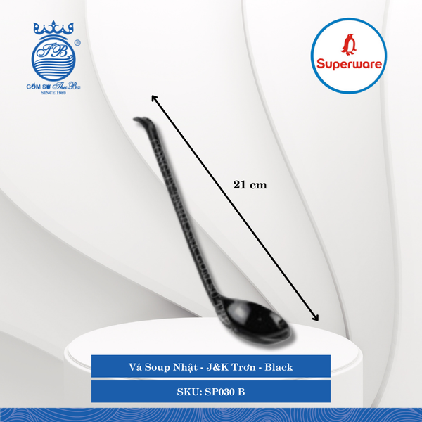 Vá Soup Nhật J&K Trơn Black (Đen) Dài: 21cm Rộng: 6.5cm Superware Nhựa SP030 B