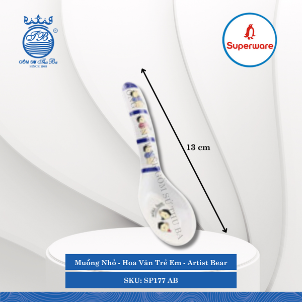 Muỗng Nhỏ Hoa Văn Trẻ Em Artist Bear Dài: 13cm Rộng: 3.9cm Superware Nhựa SP177 AB