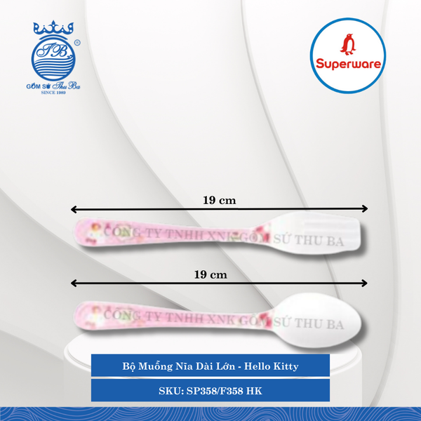 Bộ Muỗng Nĩa Dài Hello Kitty Superware Nhựa