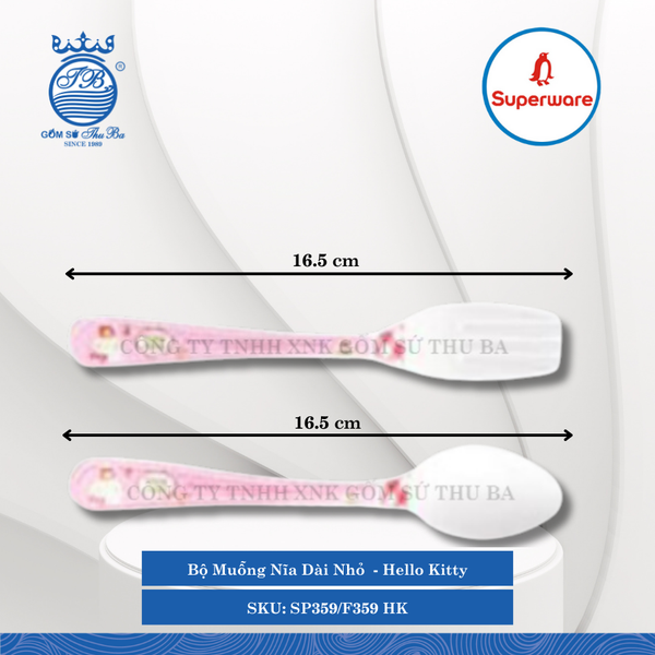 Bộ Muỗng Nĩa Dài Hello Kitty Superware Nhựa