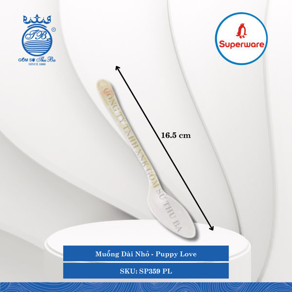 Muỗng Dài Nhỏ Hoa Văn Trẻ Em Puppy Love Dài: 16.5cm Rộng: 3.4cm Superware Nhựa SP359 PL