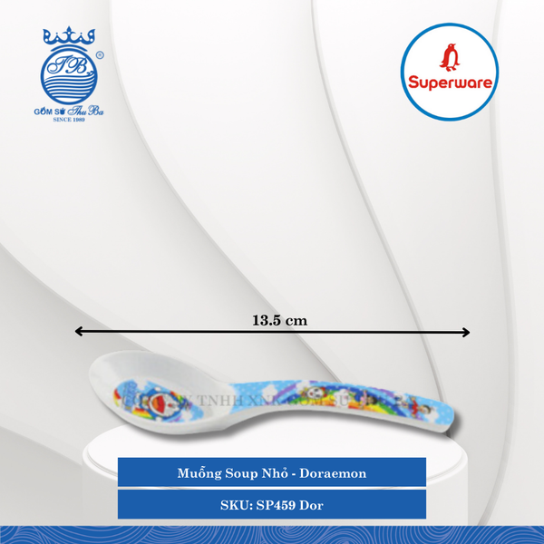 Muỗng Soup Nhỏ Hoa Văn Trẻ Em Doraemon Rainbow Dài: 13.5cm Rộng: 3.5cm Superware Nhựa SP459 Dor