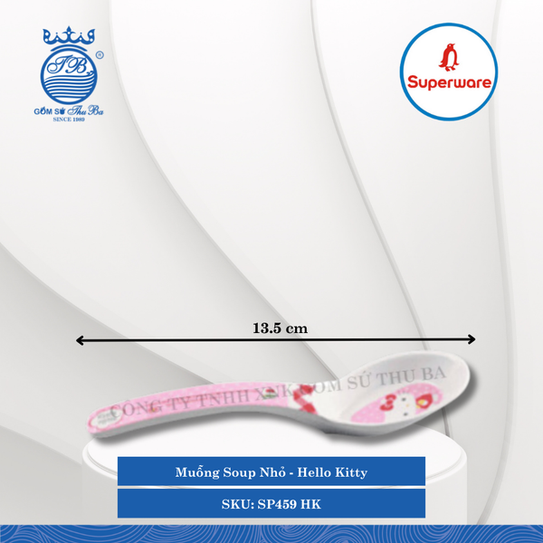 Muỗng Soup Nhỏ Hoa Văn Trẻ Em Hello Kitty Dài: 13.5cm Rộng: 3.5cm Superware Nhựa SP459 HK