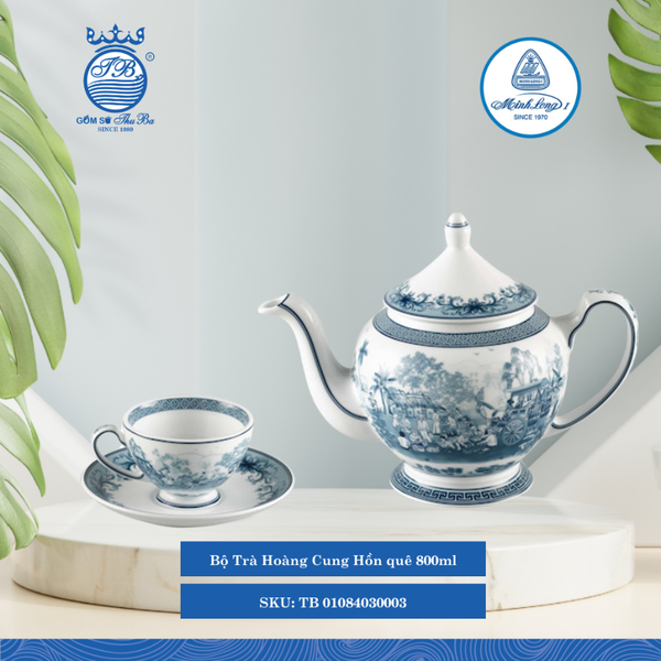 Bộ Trà Hoàng Cung Hồn Quê 800ml ML I Sứ Tea Set TB 01084030003