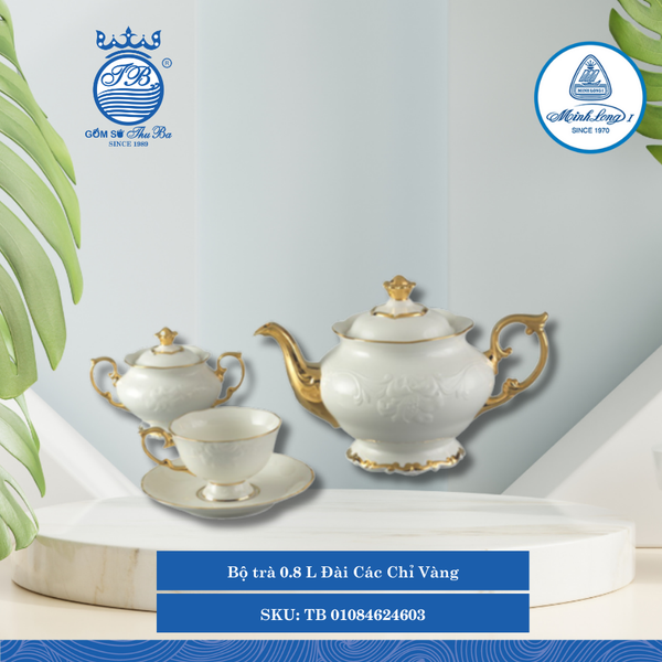 Bộ Trà Đài Cát Chỉ Vàng (Nhiều Size) ML I Sứ