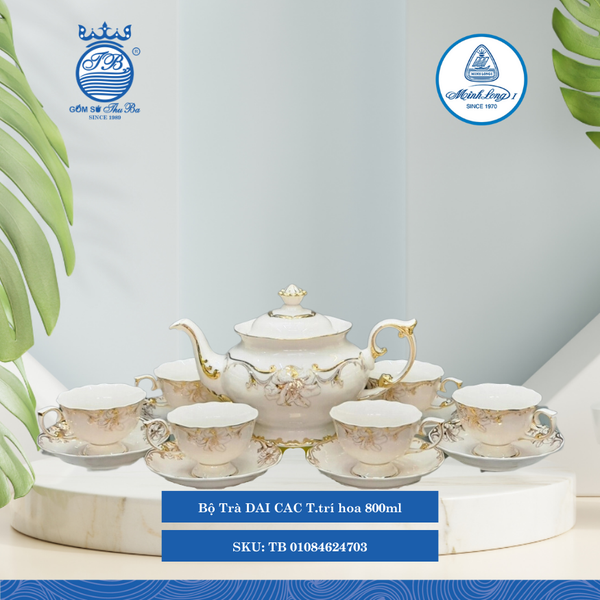 Bộ Trà Đài Cát Trang Trí Vàng (Nhiều Size) ML I Sứ