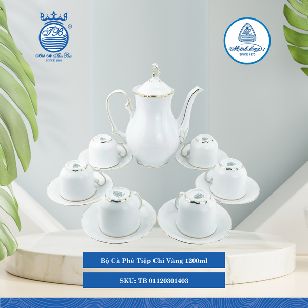 Bộ Trà Cao 13 Sản Phẩm Royal Chỉ Vàng 1,200ml ML I Sứ TB 01120301403