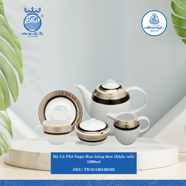 Bộ Trà Cao Sago Hoa Hồng Đen (KN) (Nhiều Size) ML I Sứ