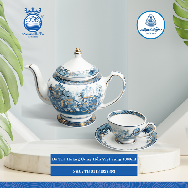 Bộ Trà Hoàng Cung Hồn Việt Vàng (Nhiều Size) ML I Sứ