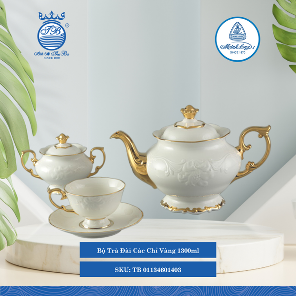 Bộ Trà Đài Cát Chỉ Vàng (Nhiều Size) ML I Sứ