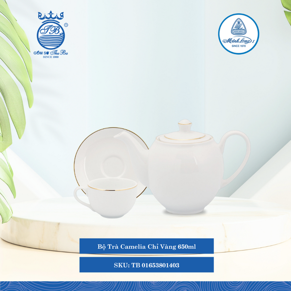 Bộ Trà Camellia Chỉ Vàng (Nhiều Size) ML I Sứ