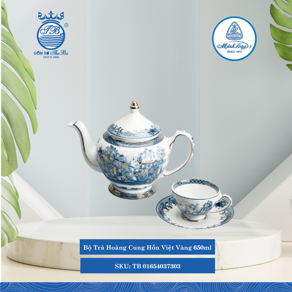 Bộ Trà Hoàng Cung Hồn Việt Vàng (Nhiều Size) ML I Sứ