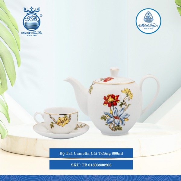 Bộ Trà Camellia Cát Tường 800ml ML I Sứ Tea Set TB 01803830203